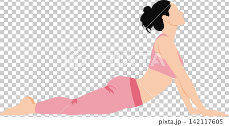 ヨガをする女性のイラスト 142117605