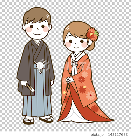 Wedding ceremony bride and groom in Japanese clothes Wedding ceremony bride and groom in Japanese clothes 142117688