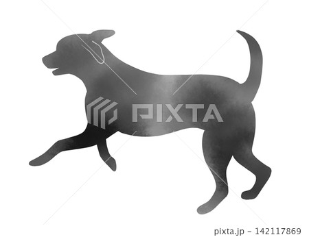 水彩風の走る犬のシルエットイラスト 躍動感のある犬の走り姿 水彩風の走る犬のシルエットイラスト 躍動感のある犬の走り姿 142117869