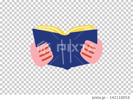一隻手拿著一本書的插圖 一隻手拿著一本書的插圖 142118058