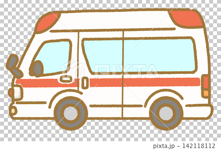 Simple and cute hand-drawn ambulance icon illustration; hand-drawn vehicle illustration that can be used as an illustration. Simple and cute hand-drawn ambulance icon illustration; hand-drawn vehicle illustration that can be used as an illustration. 142118112