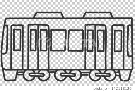簡單可愛的手繪單色火車圖示插圖;可作為插圖使用的汽車插圖。 簡單可愛的手繪單色火車圖示插圖;可作為插圖使用的汽車插圖。 142118126