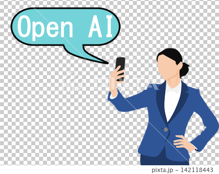 OPEN AIを活用するビジネスウーマンのイラスト OPEN AIを活用するビジネスウーマンのイラスト 142118443