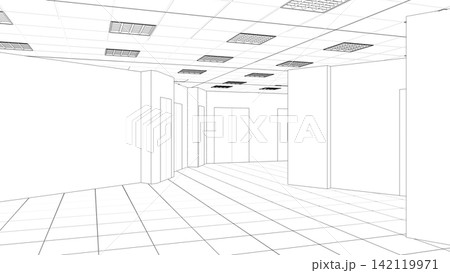 interior contour visualization, 3D illustration, sketch, outline interior contour visualization, 3D illustration, sketch, outline 142119971