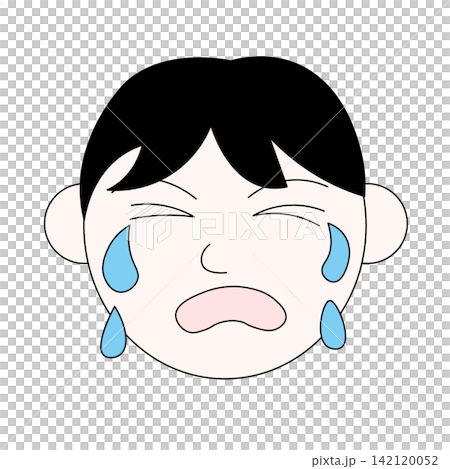 The face of a man with a sad expression, weeping and shedding large tears. The face of a man with a sad expression, weeping and shedding large tears. 142120052