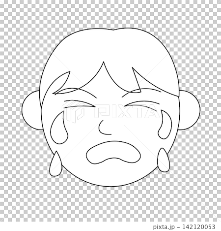 A line drawing of a man's face, weeping uncontrollably with a pained expression. A line drawing of a man's face, weeping uncontrollably with a pained expression. 142120053