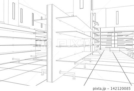 shopping mall, contour visualization, 3D illustration, sketch, outline shopping mall, contour visualization, 3D illustration, sketch, outline 142120085
