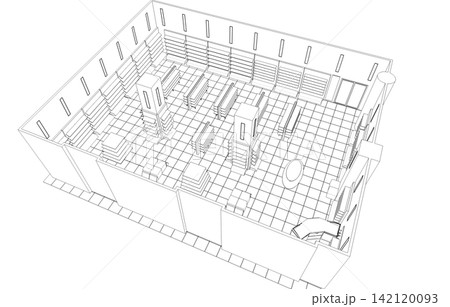 shopping mall, contour visualization, 3D illustration, sketch, outline shopping mall, contour visualization, 3D illustration, sketch, outline 142120093