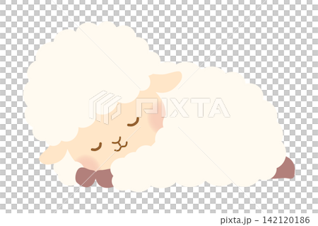 眠るかわいい羊のイラスト 142120186
