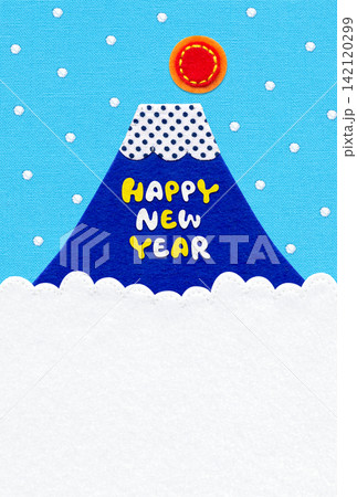 レトロポップな富士山のアップリケ年賀状/HAPPY NEW YEAR レトロポップな富士山のアップリケ年賀状/HAPPY NEW YEAR 142120299