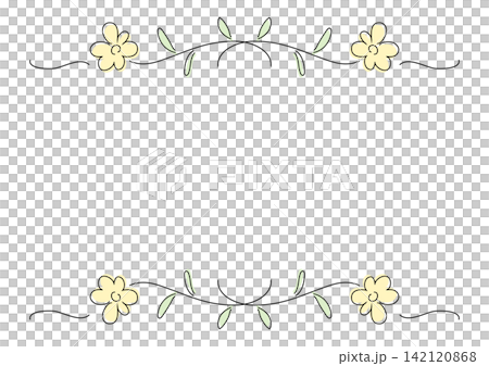 The top and bottom botanical frames feature a gentle impression with hand-drawn yellow flowers and vines, along with message cards and headings. The top and bottom botanical frames feature a gentle impression with hand-drawn yellow flowers and vines, along with message cards and headings. 142120868