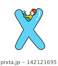 アルファベット　X　イラストレーションフォント 142121695