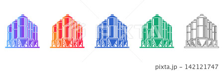 Set of Grain Silos Vector Icons Set of Grain Silos Vector Icons 142121747