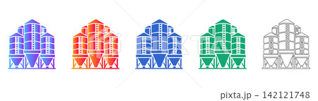 Grain Silo Storage Facility Vector Set Grain Silo Storage Facility Vector Set 142121748