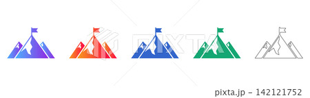 Mountain Peak Achievement Vector Icon Set Mountain Peak Achievement Vector Icon Set 142121752