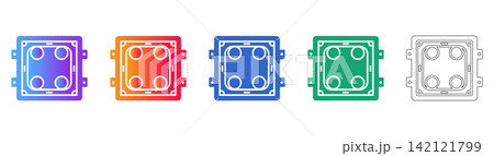 Four Port Electronic Connector Interface Icons Four Port Electronic Connector Interface Icons 142121799