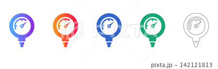Industrial Pressure Monitoring Gauge Icons Industrial Pressure Monitoring Gauge Icons 142121813
