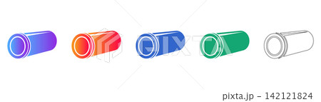 Cylindrical Industrial Part Vector Icons Cylindrical Industrial Part Vector Icons 142121824