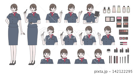 女性美容部員イラスト素材セット 女性美容部員イラスト素材セット 142122295