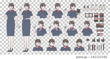 女性美容部員イラスト素材セット 女性美容部員イラスト素材セット 142122295