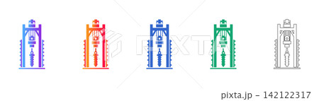 Heavy Duty Drilling Rig Vector Icon Set Heavy Duty Drilling Rig Vector Icon Set 142122317