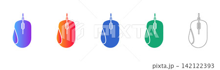 Computer Gaming Mouse Vector Icon Set 142122393