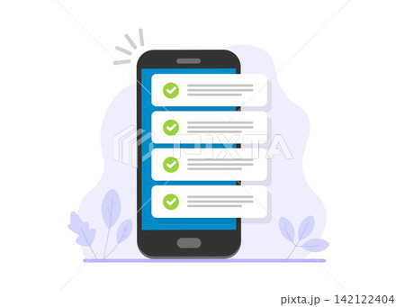 Smartphone To-Do List with Checkmarks Stock Illustration 142122404