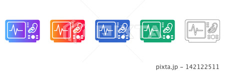 Fetal Heart Monitor Vector Icon Set Fetal Heart Monitor Vector Icon Set 142122511