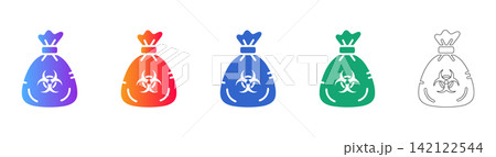 Medical Biohazard Disposal Bag Icons Medical Biohazard Disposal Bag Icons 142122544
