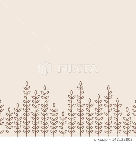 Organic botanical border seamless pattern for artisan stationery packaging invitations and paper goods 142122802