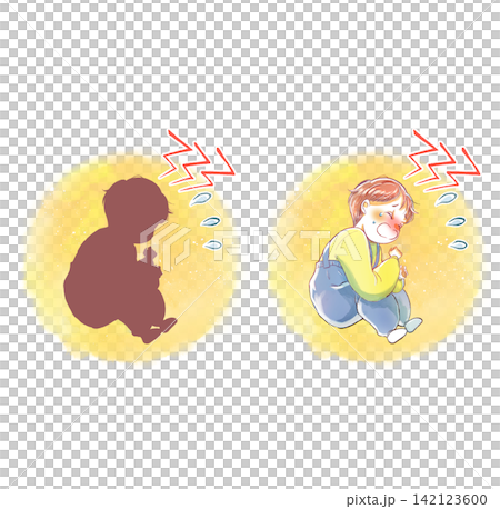 A silhouette set of a crying baby. A silhouette set of a crying baby. 142123600