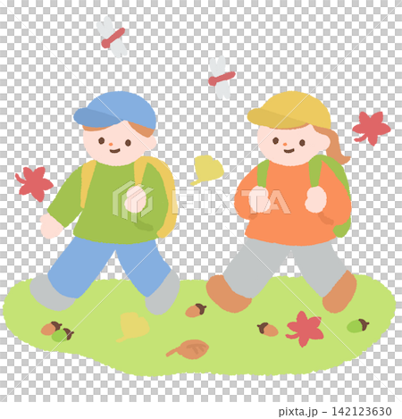 秋の遠足を楽しむ子どものイラスト 秋の遠足を楽しむ子どものイラスト 142123630