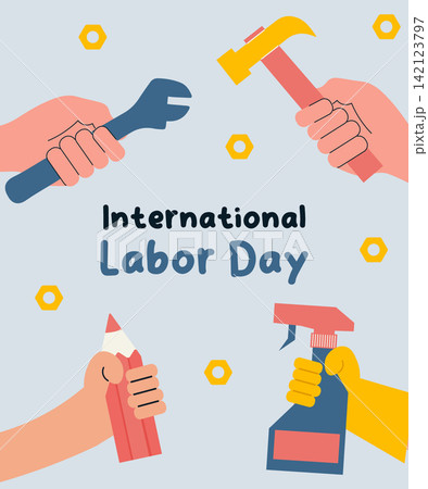 Happy Labor day. Vector illustration. Design For Poster, Banner. Flyer, Greeting Card Happy Labor day. Vector illustration. Design For Poster, Banner. Flyer, Greeting Card 142123797