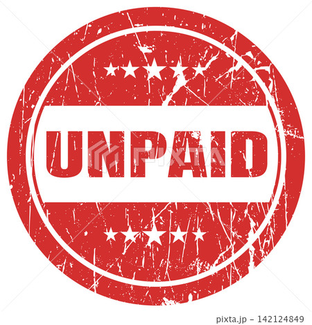 Unpaid red grunge stamp with five stars for overdue invoices and outstanding payment reminders. Unpaid red grunge stamp with five stars for overdue invoices and outstanding payment reminders. 142124849