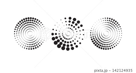Half tone circle. Round dotted frame, circles pattern border and abstract halftone graphic design Half tone circle. Round dotted frame, circles pattern border and abstract halftone graphic design 142124935