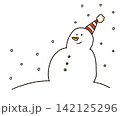 かわいい雪だるまのイラスト 142125296