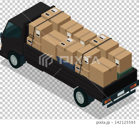 Delivery pickup truck carrying cargo boxes Delivery pickup truck carrying cargo boxes 142125593