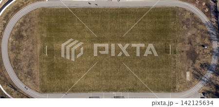 football field, sports ground, view from above 142125634