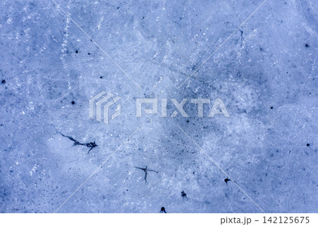 ice hole, frozen lake, aerial view 142125675