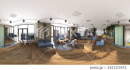 spherical panorama of the interior, 3D illustration, render spherical panorama of the interior, 3D illustration, render 142125931