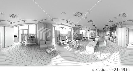 spherical panorama of the interior, 3D illustration, render spherical panorama of the interior, 3D illustration, render 142125932