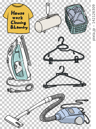 Cleaning and Laundry Illustration Set Cleaning and Laundry Illustration Set 142126309