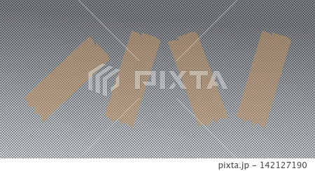 Adhesive tape. Set of realistic sticky tape stripes isolated on transparent background 142127190