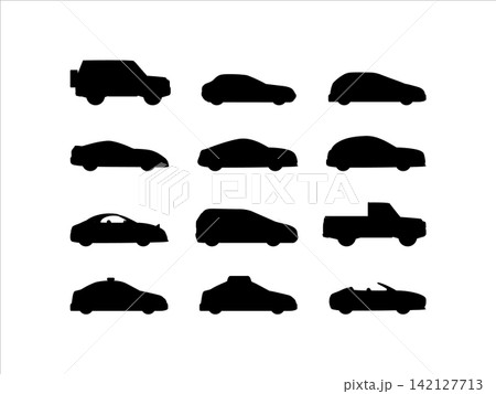 Car icon silhouette collection Car icon silhouette collection 142127713