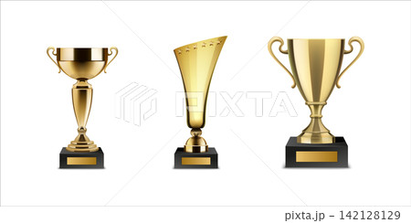 Golden Award Trophy Cups in Different Shapes Golden Award Trophy Cups in Different Shapes 142128129