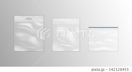 Plastic clear transparent realistic bags 142128453