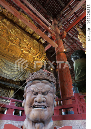 Traditional Japanese Wooden Folk Statue in Nara Temple Traditional Japanese Wooden Folk Statue in Nara Temple 142129818