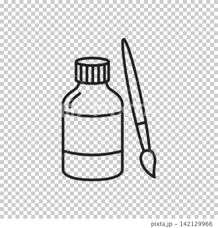 Line art icon of a glaze liquid bottle paired with a painting brush for ceramics.
Line art icon of a glaze liquid bottle paired with a painting brush for ceramics.
142129966