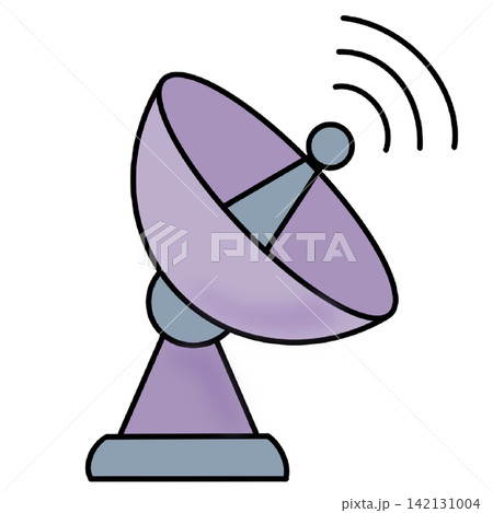 Satellite dish antenna radar receiver signal communication technology device sticker print visual graphic clipart artwork design icon element illustration 142131004