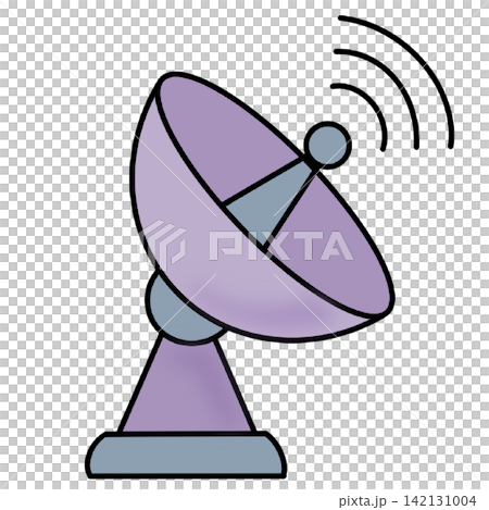 Satellite dish antenna radar receiver signal communication technology device sticker print visual graphic clipart artwork design icon element illustration 142131004